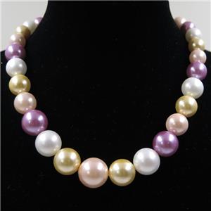 Pearlized Shell graduated Beads, round, mix color, approx 8-16mm