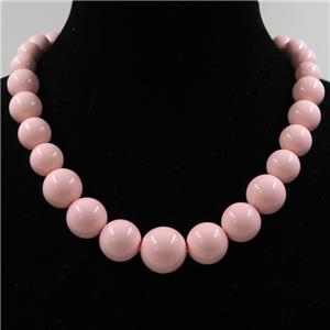 pink Pearlized Shell graduated Beads, round, approx 8-16mm