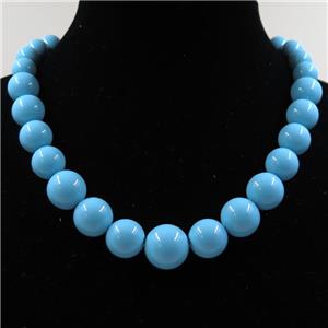 blue Pearlized Shell graduated Beads, round, approx 8-16mm