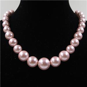 pink Pearlized Shell graduated Beads, round, approx 8-16mm