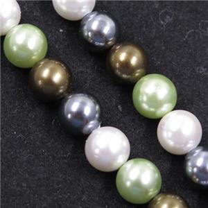 round Pearlized Shell Beads, mixed color, approx 6mm dia