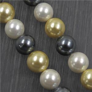 round Pearlized Shell Beads, mixed color, approx 10mm dia