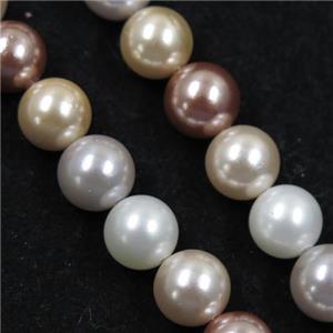 round Pearlized Shell Beads, mixed color, approx 12mm dia