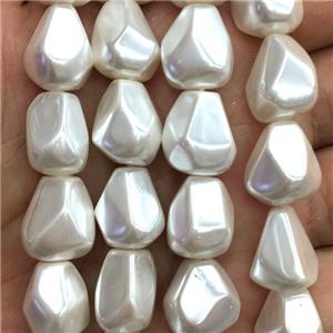 pearlized shell beads, freeform, approx 10-14mm