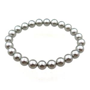 pearlized shell bracelet, gray, approx 8mm dia