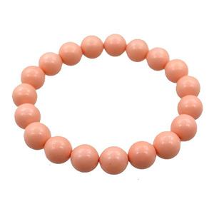 pearlized shell bracelet, pink, approx 10mm dia