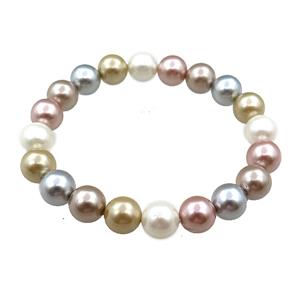 pearlized shell bracelet, round, approx 10mm dia