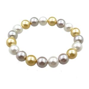 pearlized shell bracelet, round, approx 10mm dia