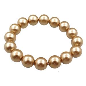 pearlized shell bracelet, gold, approx 12mm dia