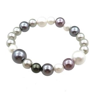 pearlized shell bracelet, multicolor, approx 8mm, 12mm