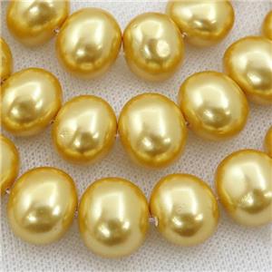 yellow Pearlized Shell potato Beads, approx 12-16mm