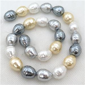 mixed Pearlized Shell silkworm beads, approx 13-16mm