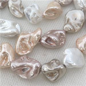 baroque style Freshwater Shell Beads, irregular, mix color, approx 12-20mm