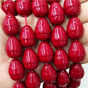 Pearlized Shell Teardrop Beads Red, approx 17-22mm