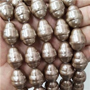 Pearlized Shell Teardrop Beads Coffee, approx 17-22mm