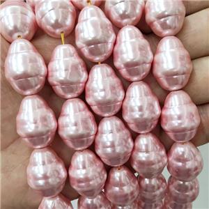 Pearlized Shell Teardrop Beads Pink, approx 17-22mm