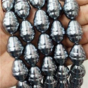 Pearlized Shell Teardrop Beads Deepgray, approx 17-22mm