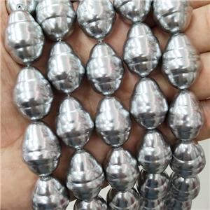 Pearlized Shell Teardrop Beads SilverGray, approx 17-22mm