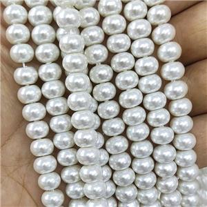 White Pearlized Shell Beads Smooth Rondelle, approx 12mm