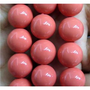 pink Pearlized Shell Beads, round, approx 8mm dia