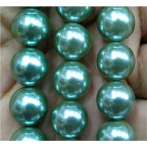 green Pearlized Shell Beads, round, approx 8mm dia