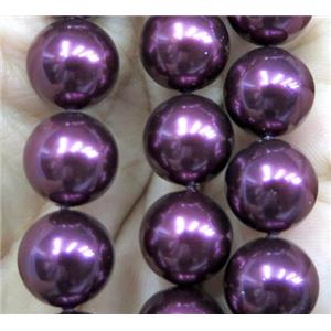 purple Pearlized Shell Beads, round, approx 14mm dia