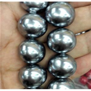Pearlized Shell Bead, oval, black, approx 18x21mm,22pcs per st