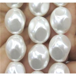 Pearlized Shell Bead, faceted oval, approx 12x15mm
