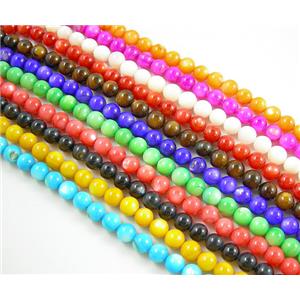 freshwater shell beads, round, dyed, mixed color, 6mm dia,62beads per st