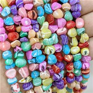 MOP Shell Beads Freeform Dye Mixed Color, approx 7-9mm