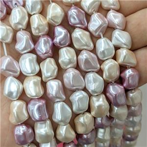 Pearlized Shell Beads Freeform Mixed Color, approx 9-12mm
