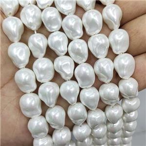 Baroque Style White Pearlized Shell Beads Freeform, approx 12-15mm