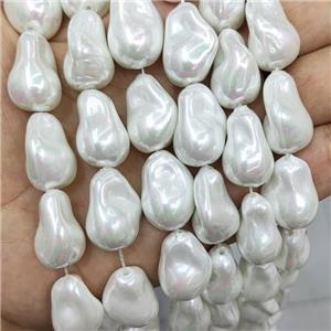 Baroque Style White Pearlized Shell Beads Freeform, approx 15-22mm