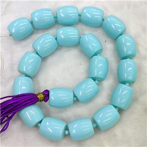 Pearlized Shell Barrel Beads Blueturq Dye, approx 16-18mm