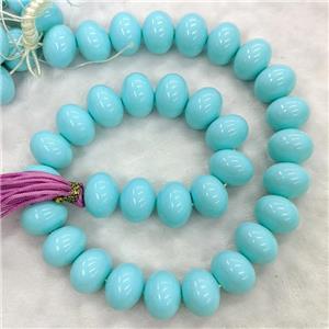 Pearlized Shell Rondelle Beads Blueturq Dye, approx 16mm