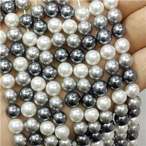 Pearlized Shell Beads Smooth Round Mixed Color, approx 12mm dia