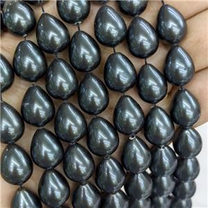 Pearlized Shell Teardrop Beads Black Dye, approx 12-15mm