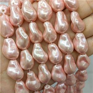 Baroque Style Pearlized Shell Beads Freeform Pink Dye, approx 15-22mm