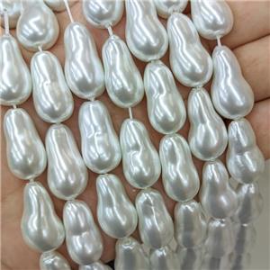Baroque Style White Pearlized Shell Beads Freeform, approx 13-24mm