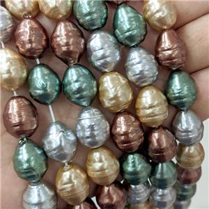 Baroque Style Pearlized Shell Barrel Beads Screw Mixed Color Dye, approx 13-16mm