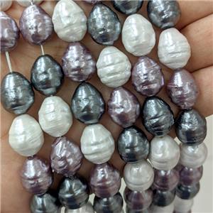 Baroque Style Pearlized Shell Barrel Beads Screw Mixed Color Dye, approx 13-16mm