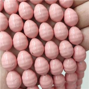 Baroque Style Pearlized Shell Barrel Beads Screw Pink Dye, approx 13-16mm