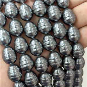 Baroque Style Pearlized Shell Barrel Beads Screw Black Dye, approx 13-16mm
