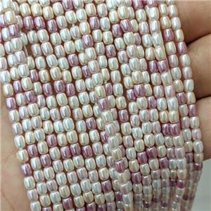 Pearlized Shell Rice Beads Mixed Color, approx 3-4mm