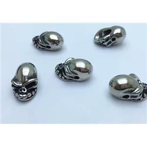 stainless steel skull beads, Antique silver, approx 10-12mm