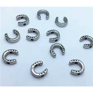 stainless steel U-beads, Antique silver, approx 10-12mm