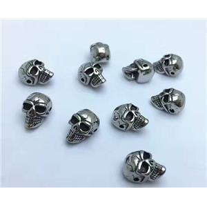 stainless steel skull bead, Antique silver, approx 10-12mm