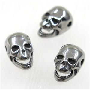 stainless steel skull beads, Antique silver, approx 10-16mm, 2.5mm hole