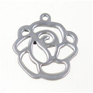 stainless steel flower pendant, approx 14mm