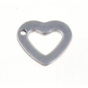 stainless steel heart pendant, approx 10-11mm